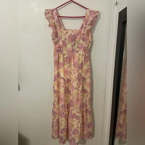 Multicolour Floral Ruffled Midi Dress - Picture 3 of 12